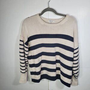 Madewell Striped Cotton  Navy & Cream Crewneck Sweater Size XS